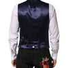 Dolce & Gabbana Dark Blue Logo Wool Formal Men Waistcoat Vest