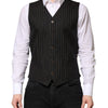 Dolce & Gabbana Black Stripes Wool Formal Men Waistcoat Vest