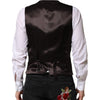 Dolce & Gabbana Black Stripes Wool Formal Men Waistcoat Vest