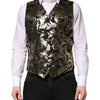 Dolce & Gabbana Black Gold Jacquard Formal Men Waistcoat Vest