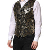 Dolce & Gabbana Black Gold Jacquard Formal Men Waistcoat Vest