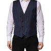 Dolce & Gabbana Blue Stripes Wool Formal Men Waistcoat Vest