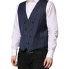 Dolce & Gabbana Blue Stripes Wool Formal Men Waistcoat Vest