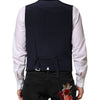 Dolce & Gabbana Blue Stripes Wool Formal Men Waistcoat Vest
