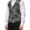 Dolce & Gabbana Black Gray Brocade Formal Men Waistcoat Vest