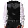 Dolce & Gabbana Black Gray Brocade Formal Men Waistcoat Vest
