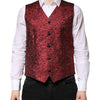 Dolce & Gabbana Red Floral Brocade Formal Men Waistcoat Vest