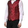 Dolce & Gabbana Red Floral Brocade Formal Men Waistcoat Vest