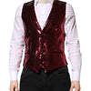 Dolce & Gabbana Red Sequined Dress Formal Men Waistcoat Vest
