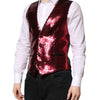 Dolce & Gabbana Red Sequined Dress Formal Men Waistcoat Vest
