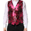 Dolce & Gabbana Pink Floral Satin Formal Men Waistcoat Vest