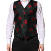 Dolce & Gabbana Red Floral Brocade Formal Men Waistcoat Vest