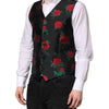 Dolce & Gabbana Red Floral Brocade Formal Men Waistcoat Vest