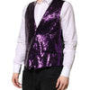 Dolce & Gabbana Purple Sequined Dress Formal Waistcoat Vest