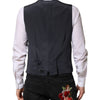 Dolce & Gabbana Gray Plaid Wool Formal Dress Waistcoat Vest