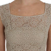 Dolce & Gabbana Beige Ricamo Cutout Cotton Sheath Dress
