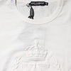 Dolce & Gabbana White Cotton DG Crown Embossed T-shirt