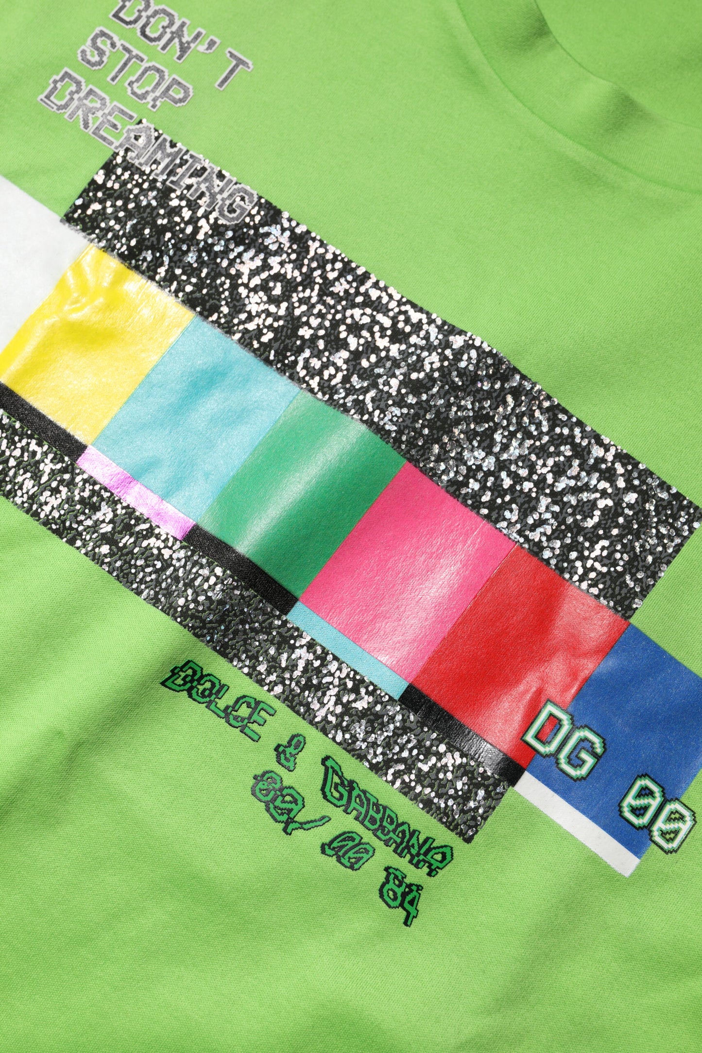 Dolce &amp; Gabbana Grünes T-Shirt mit Rundhalsausschnitt und grafischem Aufdruck