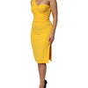 Dolce & Gabbana Yellow One Shoulder Side Slit Midi Dress