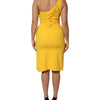 Dolce & Gabbana Yellow One Shoulder Side Slit Midi Dress