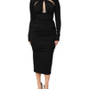 Dolce &amp; Gabbana – Schwarzes, langärmliges Etui-Midikleid