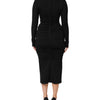 Dolce &amp; Gabbana – Schwarzes, langärmliges Etui-Midikleid