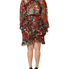 Dolce & Gabbana Multicolor Ruffle Floral Long Sleeves Dress