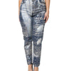 Dolce & Gabbana Blue Washed Print High Waist Denim Jeans