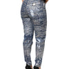 Dolce & Gabbana Blue Washed Print High Waist Denim Jeans