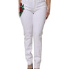 Dolce & Gabbana White Floral Sequined GIRLY Denim Jeans