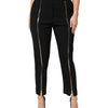 Dolce & Gabbana Black Wool High Waist Zipper Tapered Pants
