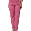 Dolce & Gabbana Pink Tattered Mid Waist Tapered Denim Jeans