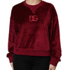 Dolce & Gabbana Red Cotton Velvet Crew Neck Pullover Sweater
