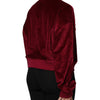 Dolce & Gabbana Red Cotton Velvet Crew Neck Pullover Sweater