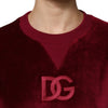 Dolce & Gabbana Red Cotton Velvet Crew Neck Pullover Sweater