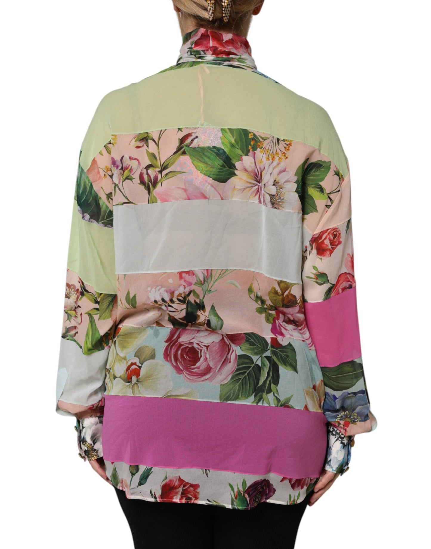 Dolce & Gabbana Multicolor Floral Patchwork Long Sleeves Top