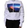 MSGM White Graphic Print Cotton Long Sleeves Full Zip Bomber Jacket