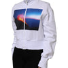 MSGM White Graphic Print Cotton Long Sleeves Full Zip Bomber Jacket