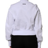 MSGM White Graphic Print Cotton Long Sleeves Full Zip Bomber Jacket