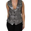 Dolce & Gabbana Silver Floral Jacquard Sleeveless Vest Top