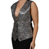 Dolce & Gabbana Silver Floral Jacquard Sleeveless Vest Top