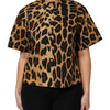 Dolce & Gabbana Brown Leopard Short Sleeve Collared Polo Top