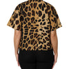 Dolce & Gabbana Brown Leopard Short Sleeve Collared Polo Top