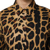 Dolce & Gabbana Brown Leopard Short Sleeve Collared Polo Top