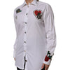 Dolce & Gabbana White Cotton Floral Embellished Shirt Top