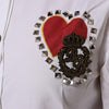 Dolce & Gabbana White Cotton Floral Embellished Shirt Top