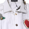 Dolce & Gabbana White Cotton Floral Embellished Shirt Top