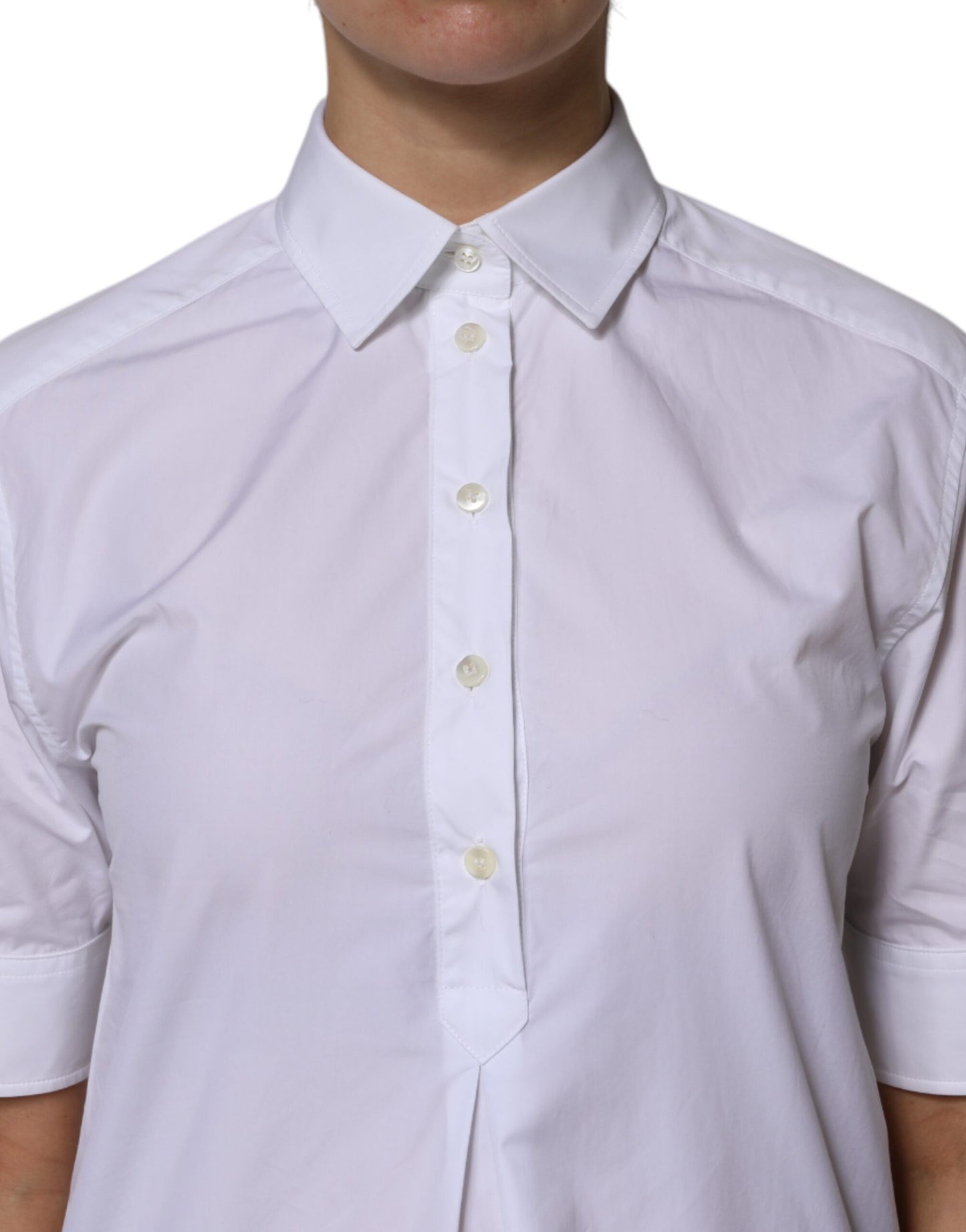 Dolce & Gabbana White Cotton Short Sleeves Collared Polo Top