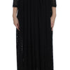 Dolce & Gabbana Black Ricamo Knitted Full Length Maxi Dress