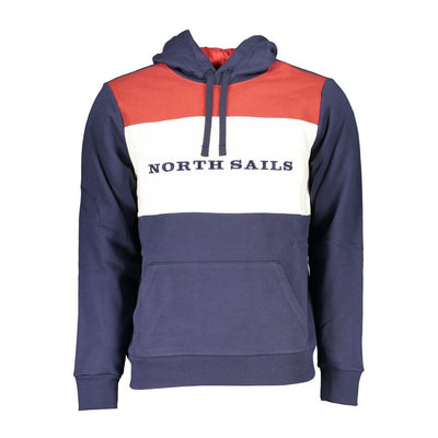 North Sails Blue Cotton Men Sweater with Hood